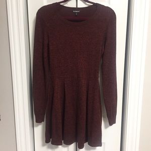 Express fit and flare burnt orange sweater dress